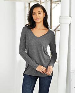 Ladies' Flowy Long-Sleeve V-Neck