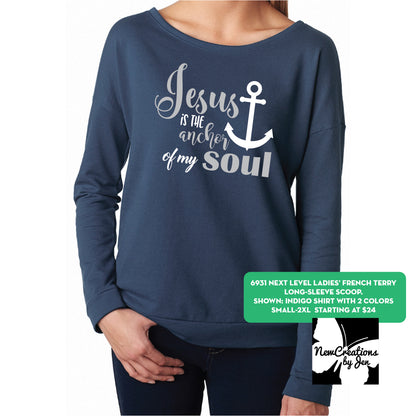 Ladies' French Terry Long-Sleeve Scoop