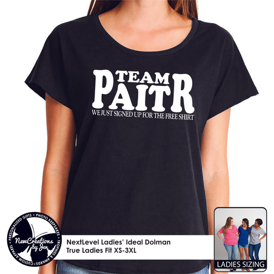 TWR TEAM PAITR - Camiseta Dolman NextLevel para mujer