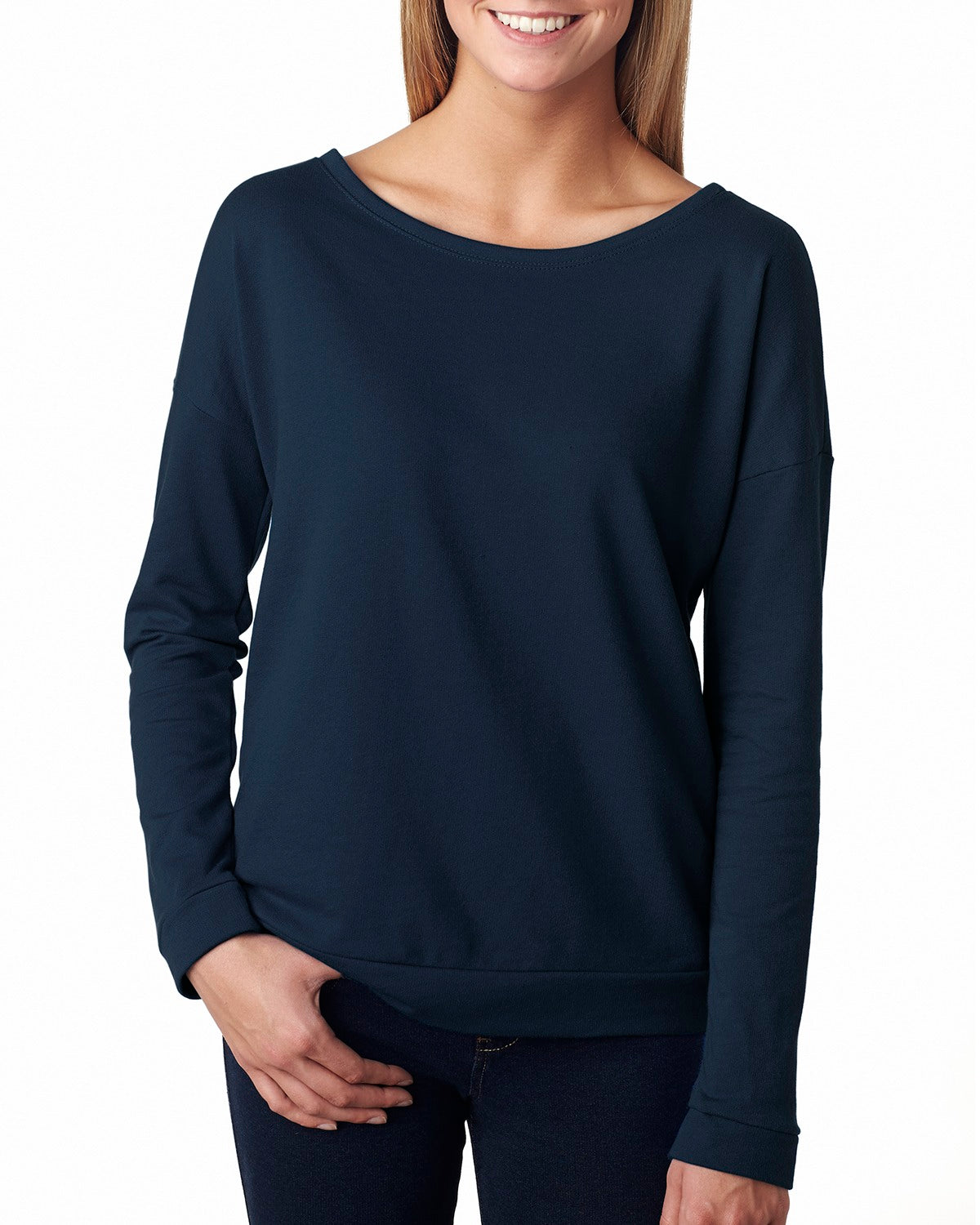 Ladies' French Terry Long-Sleeve Scoop