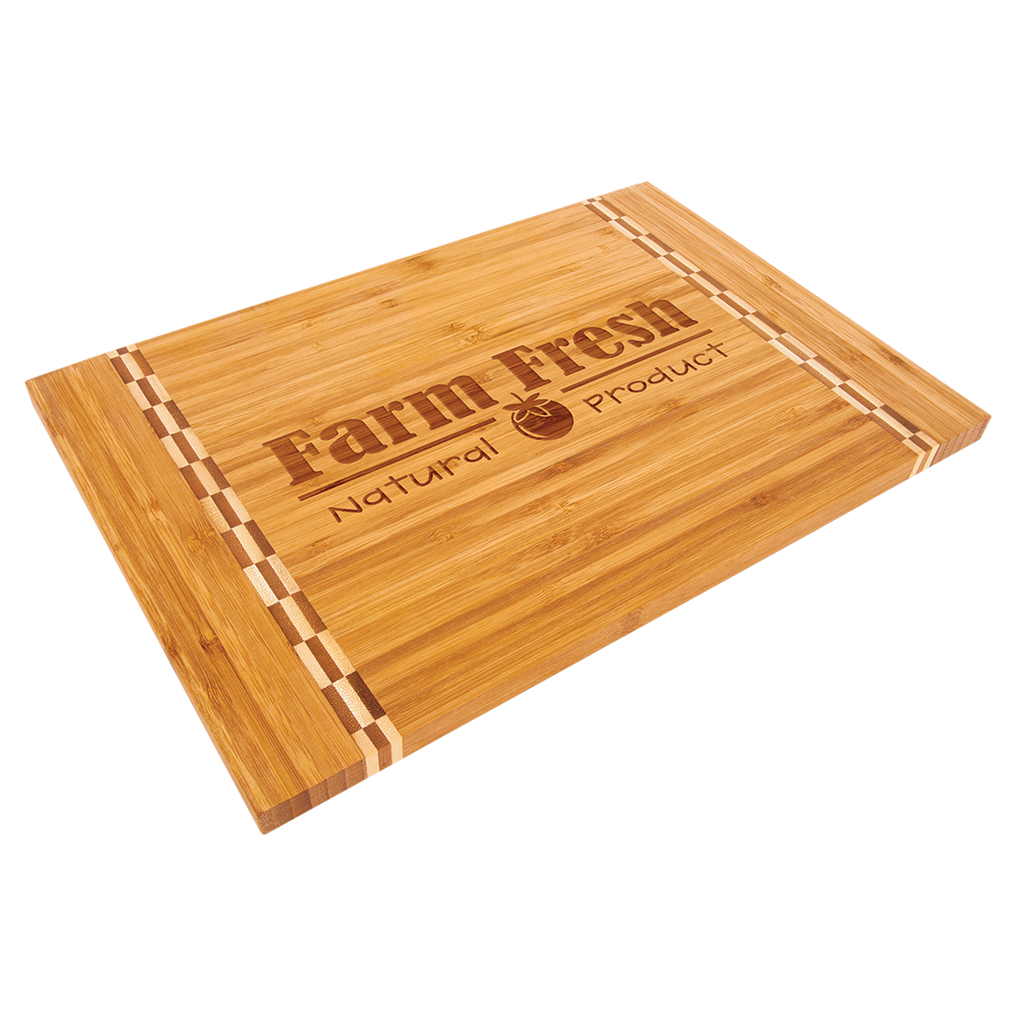 Natural Bamboo Cutting Board with Butcher Block Inlay or Ends