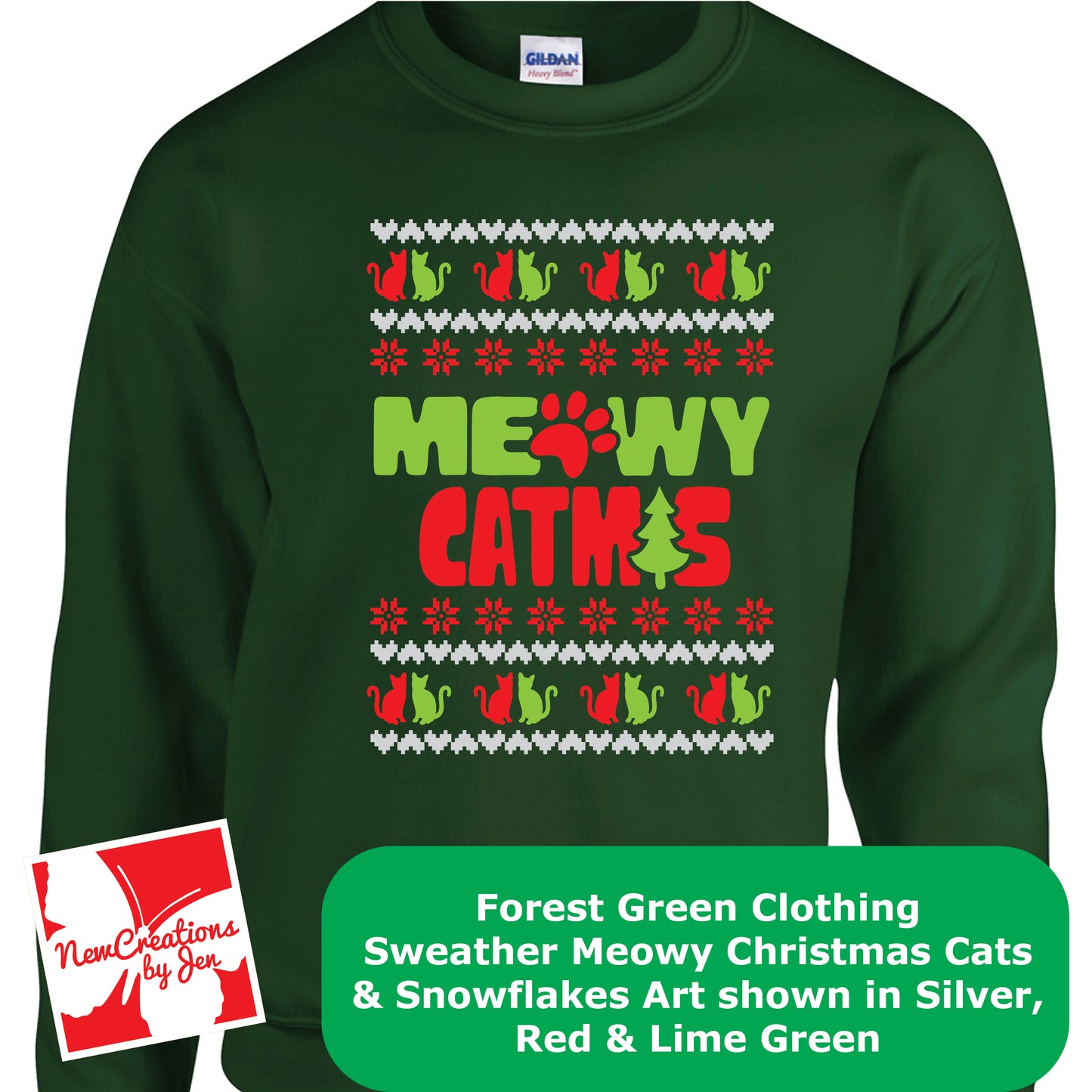 Sudadera básica de cuello redondo con diseño de gato navideño G180