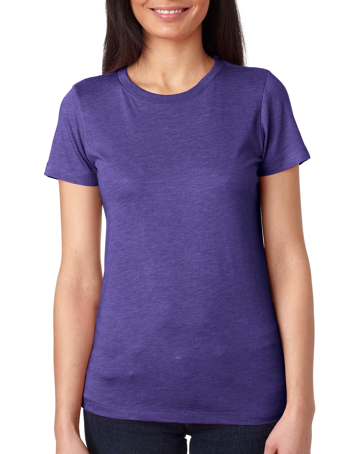 Camiseta de cuello redondo de mezcla triple para mujer