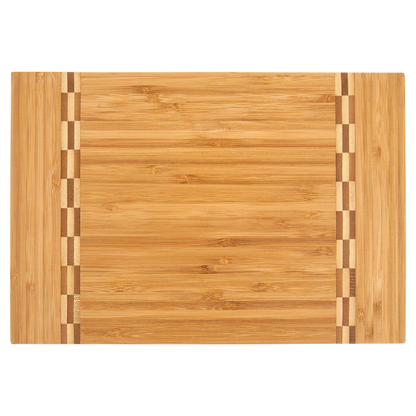 Natural Bamboo Cutting Board with Butcher Block Inlay or Ends