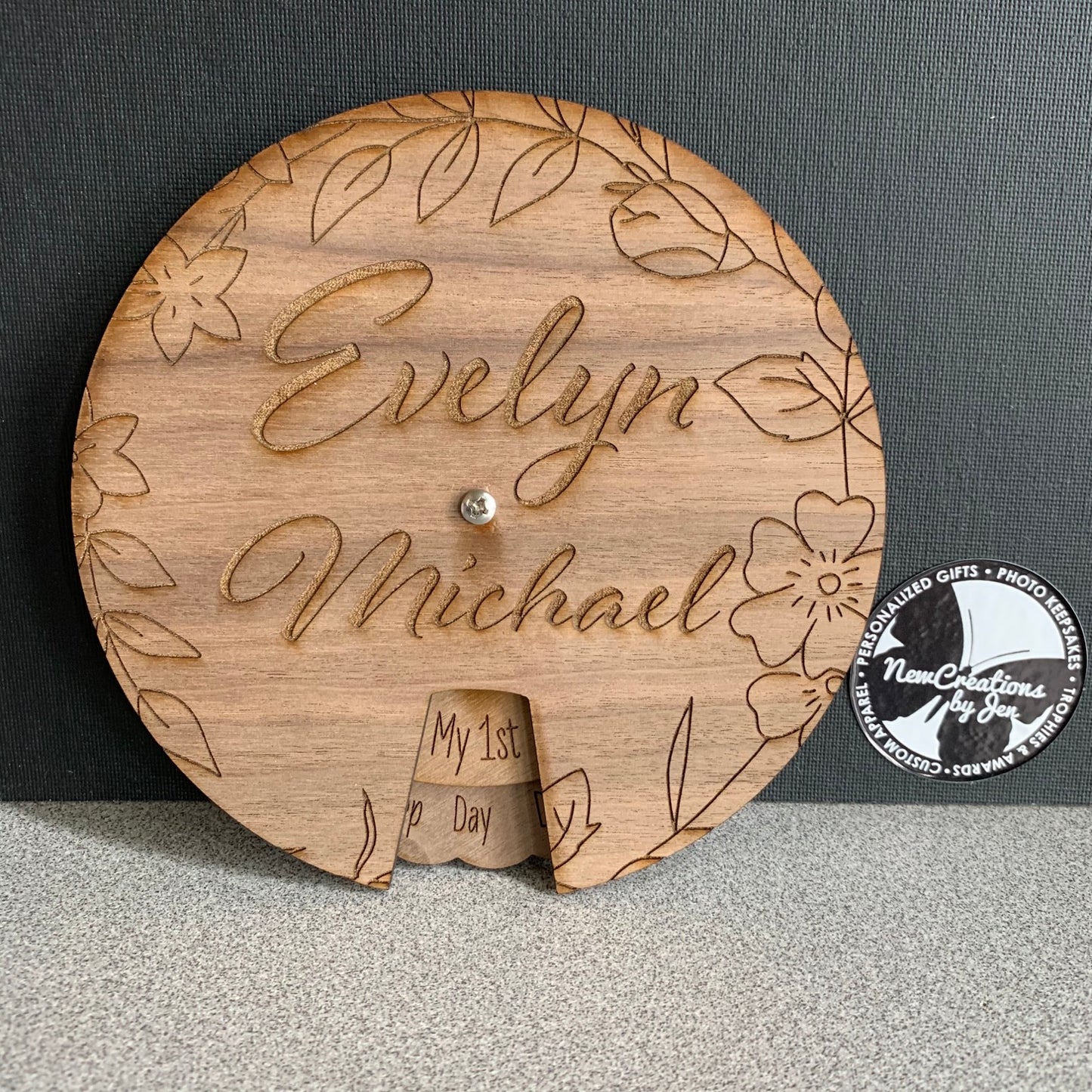 Spinner de hitos con el nombre del bebé