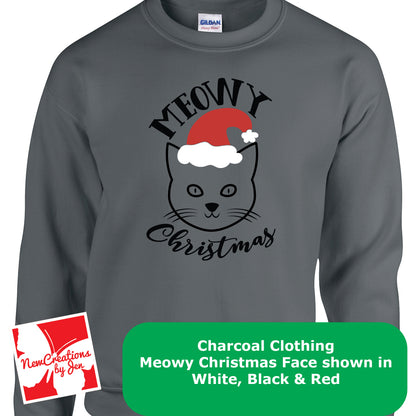 Sudadera básica de cuello redondo con diseño de gato navideño G180