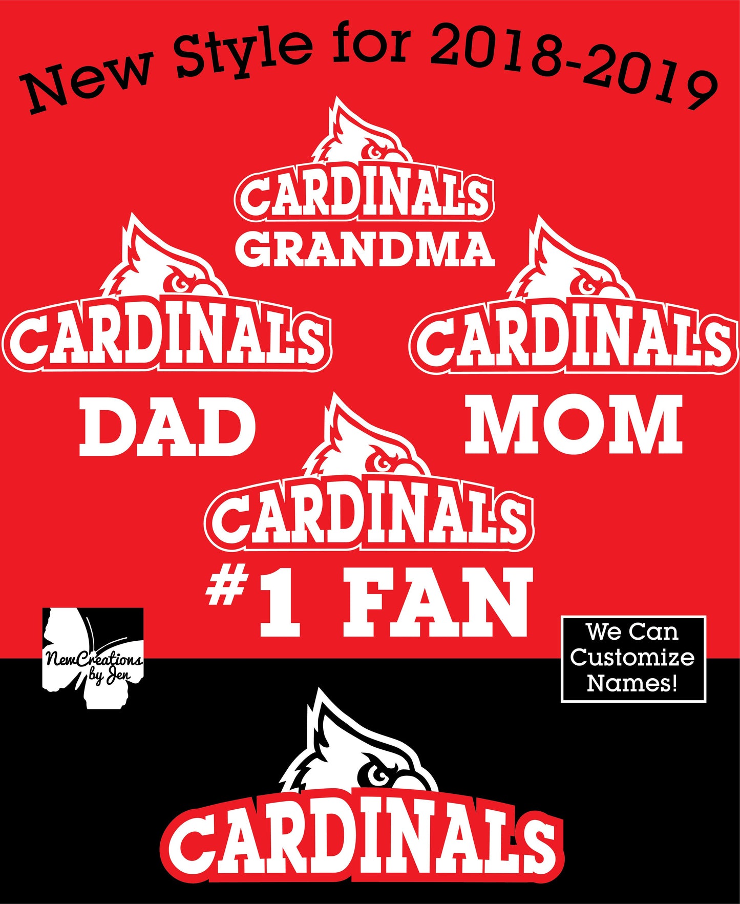 Cardinal Fan Large Custom Zippered Bag