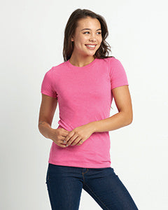 Camiseta de cuello redondo de mezcla triple para mujer