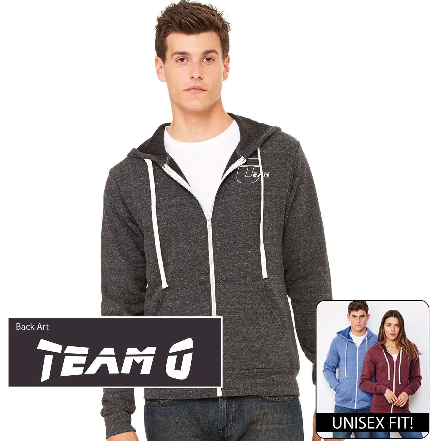 Team O Unisex Triblend Sponge Fleece Full-Zip Hoodie