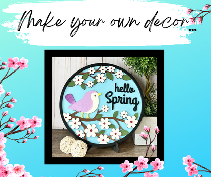 Birdie Hello Spring Round Layers Sign