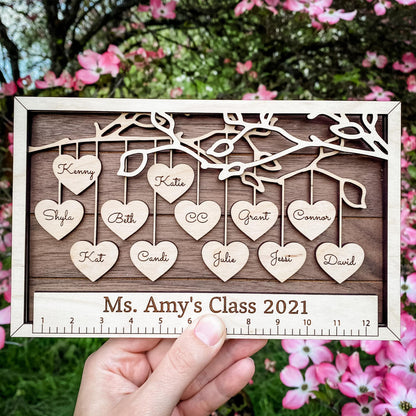 TEACHER Hanging Hearts Frame Sign - Personalized & Finished