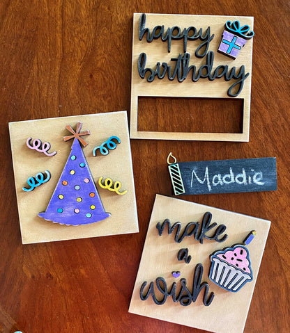 Birthday Celebration Ready to Paint Leaning Ladder Sign - Interchangeable