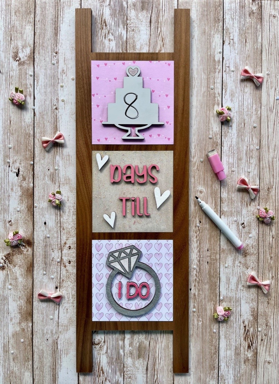 ___ Days Until I DO Ready to Paint Leaning Ladder Sign with Dry Erase Countdown Tile