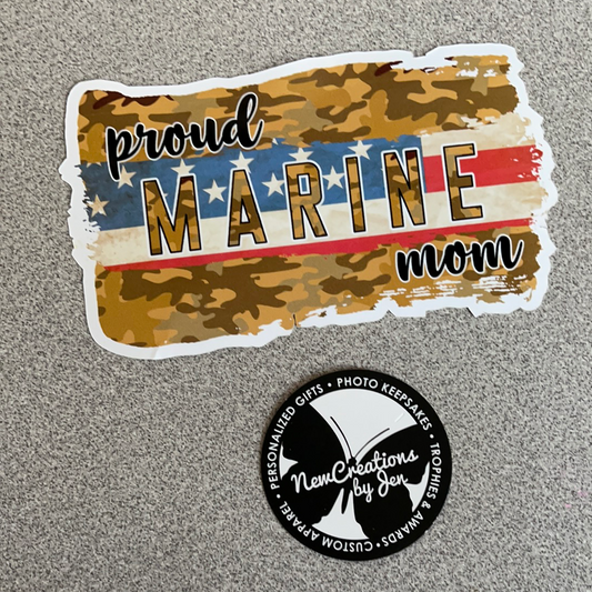 Proud Marine Mom Waterproof Sticker