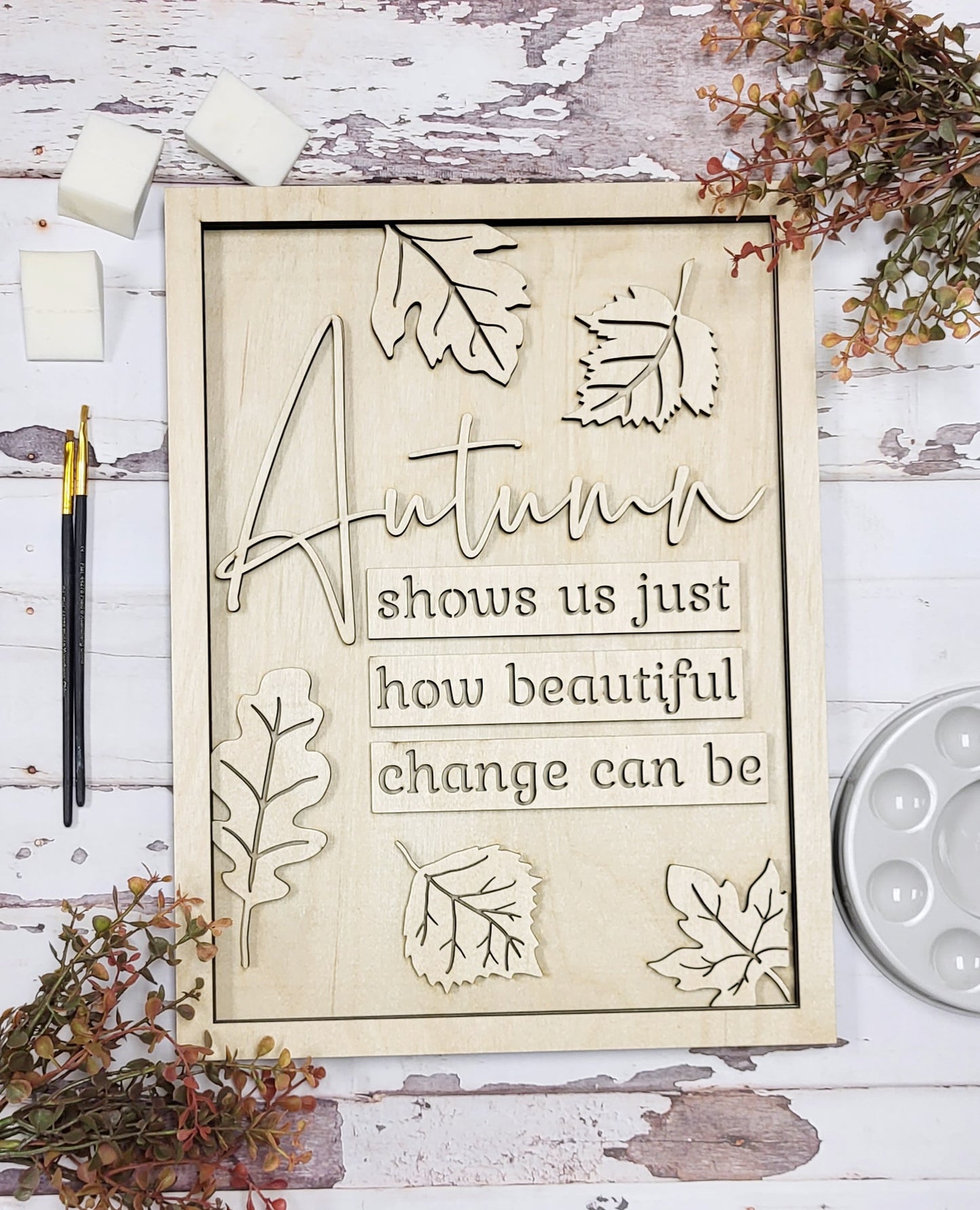 Autumn Leaves - Ready to Paint Sign Large 14.5" x 10.5" Sign