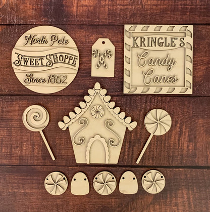 Bandeja navideña escalonada de North Pole Sweet Shoppe - Kit listo para pintar