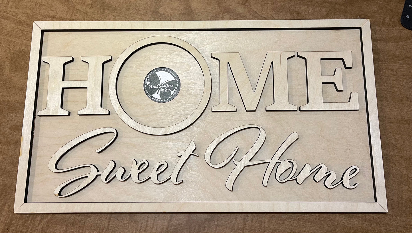 Home Sweet Home Rectangle Interchangeable Sign + One Insert - Ready to Paint COMPLETE KIT