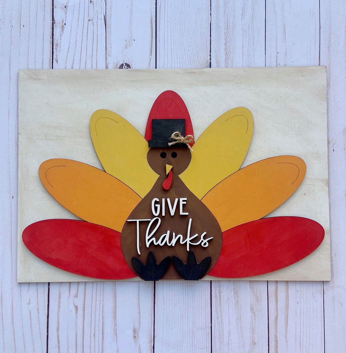 Give Thanks Turkey Sign - 13.75” wide - Ready to Paint Kit
