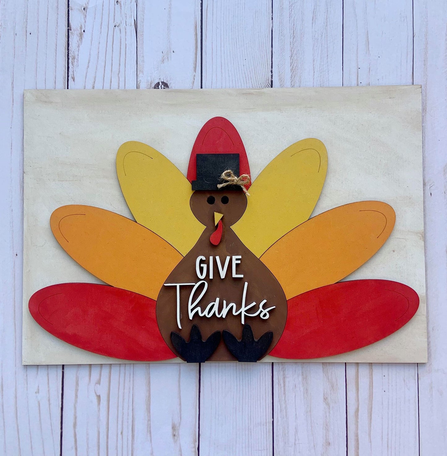 Letrero de pavo de agradecimiento - 13,75" de ancho - Kit listo para pintar