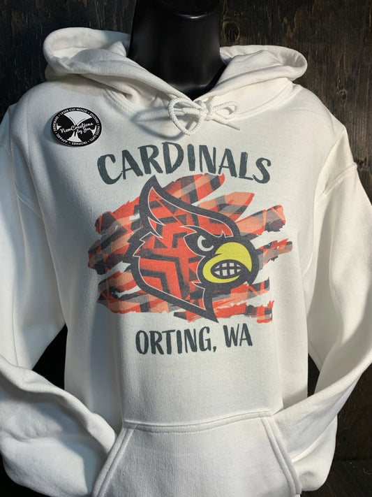 Patterned Cardinal Full Color White or Ash Grey Hoodie