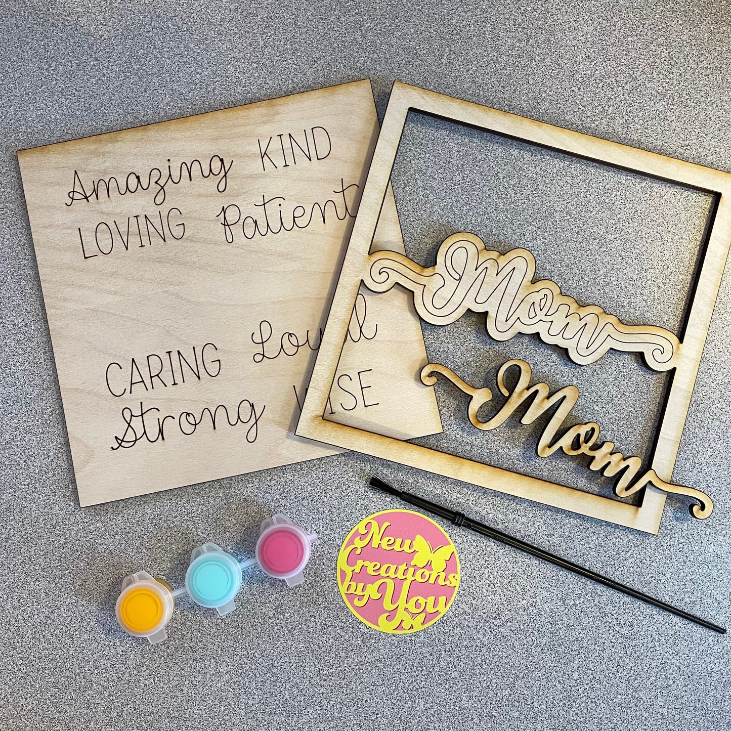 3D Mom Sign - Ready to Paint - 6"