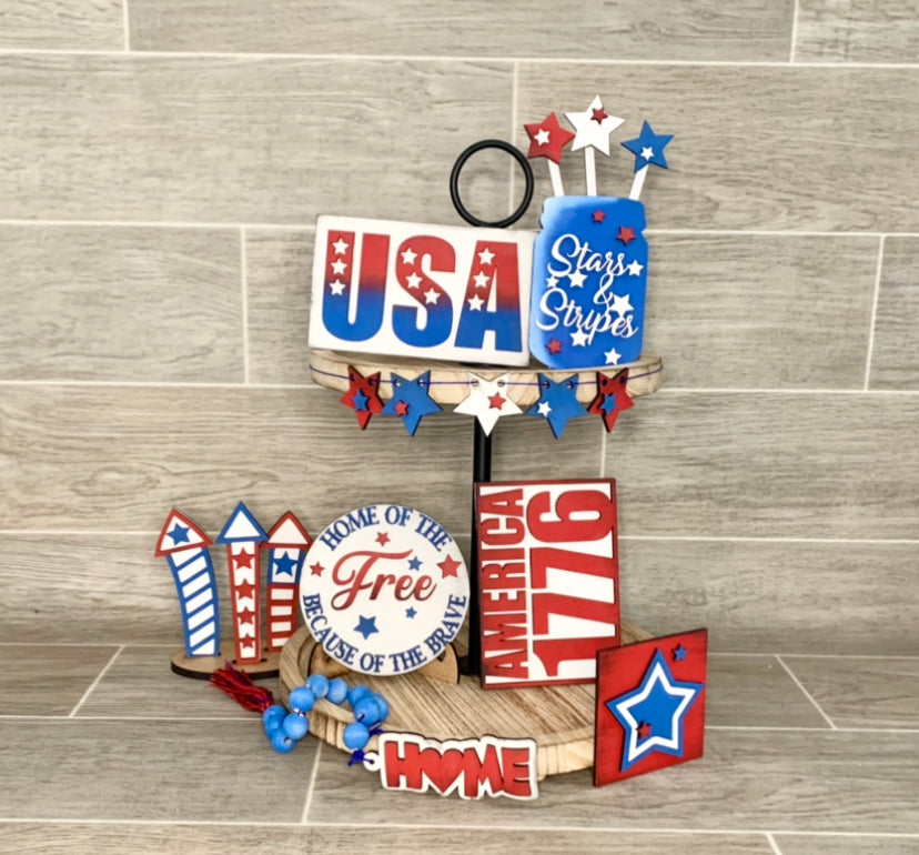 Kit de bandeja escalonada con estrellas y rayas de Estados Unidos de 1776