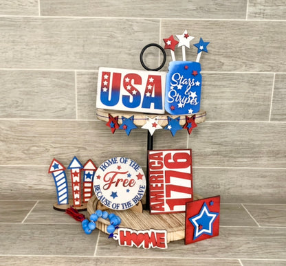 Kit de bandeja escalonada con estrellas y rayas de Estados Unidos de 1776