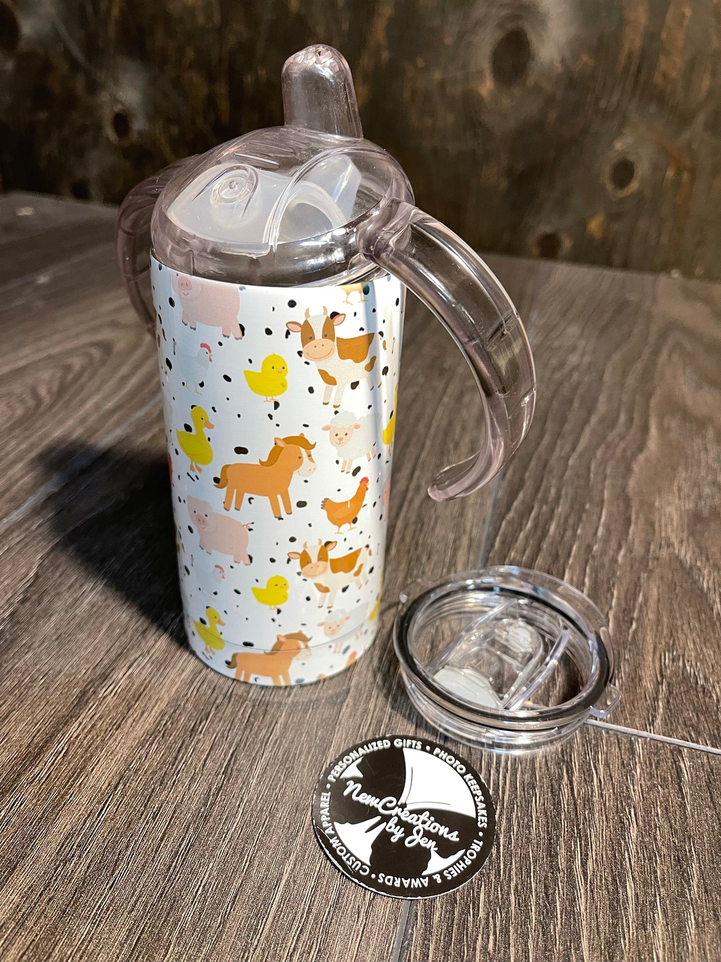 Stainless Steel 12oz cup with two lids - regular and sippy