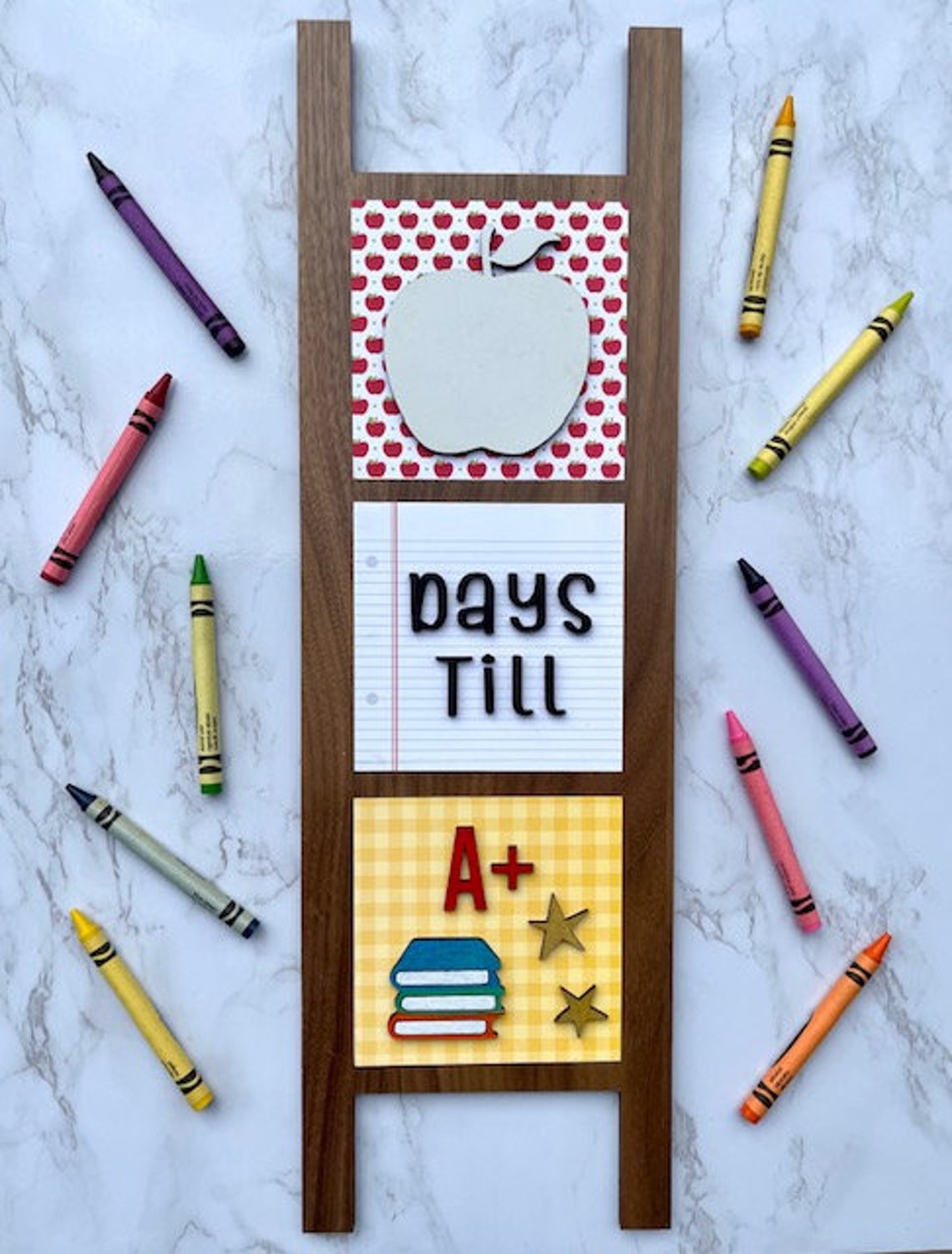 ___ Days Until SCHOOL Ready to Paint Leaning Ladder Sign with Dry Erase Countdown Tile