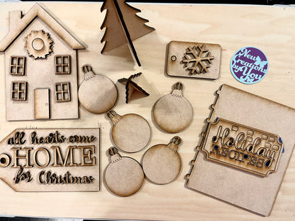 All Hearts Come Home for Christmas Tiered Tray - Ready to Paint Kit