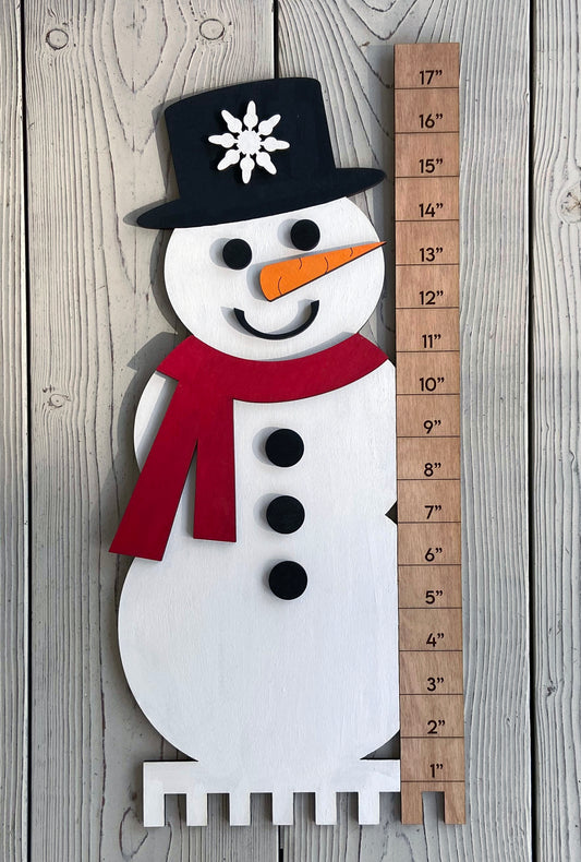 Muñeco de nieve con regla de nieve - Listo para pintar