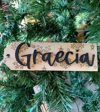 Etiqueta de media de madera personalizada