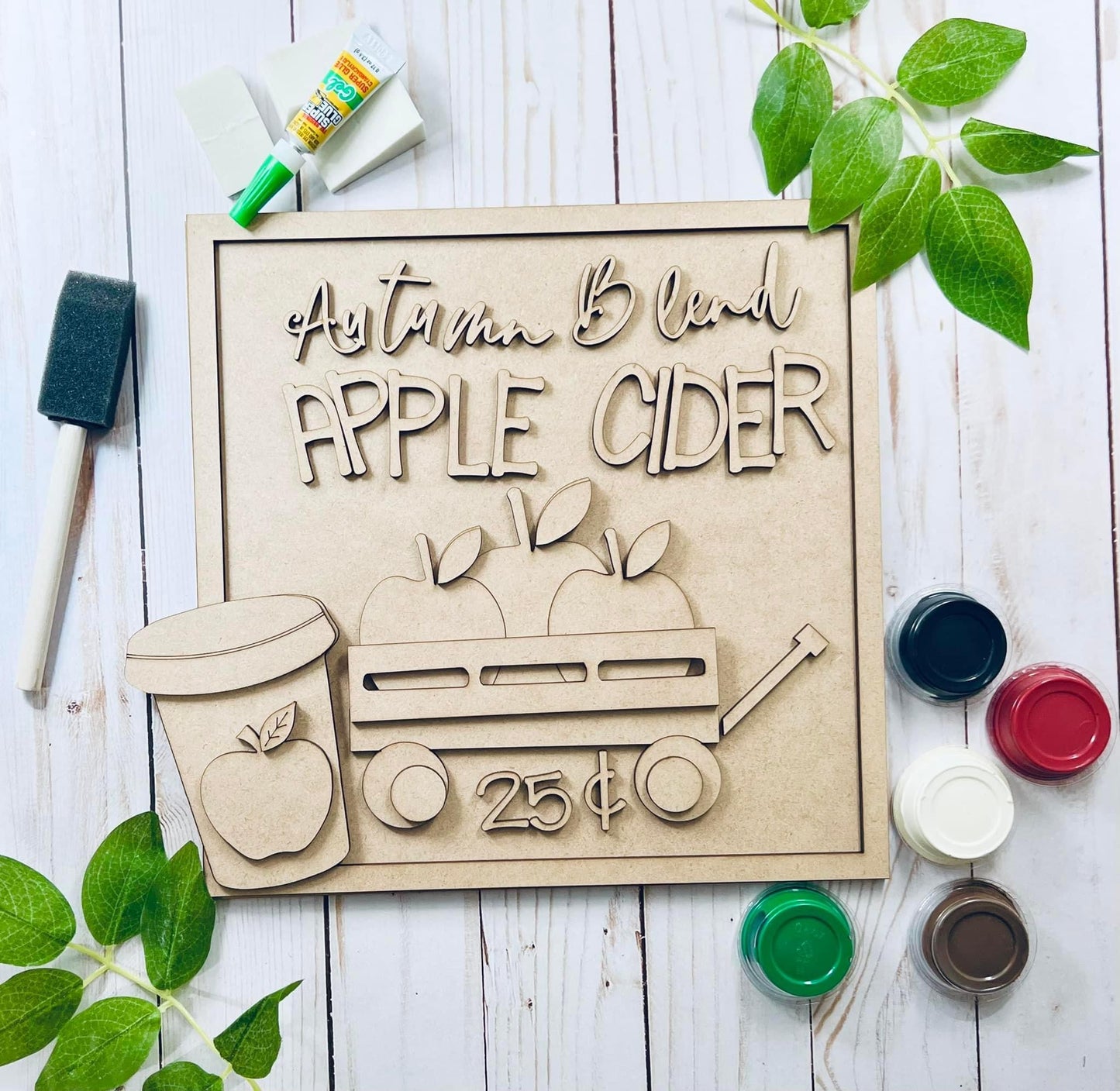 Autumn Blend Apple Cider Sign 10.5” Sign - Ready to Paint Kit