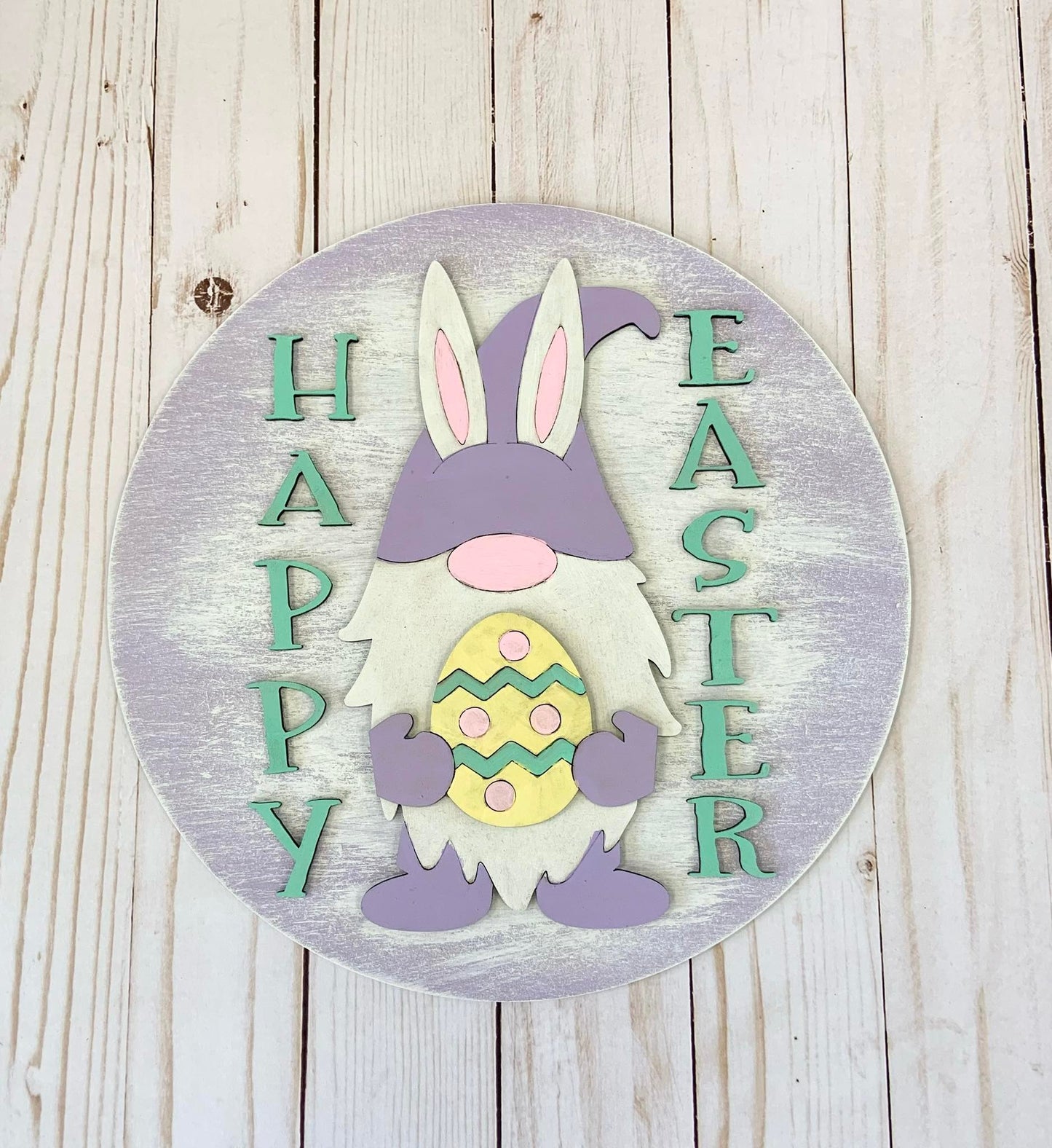 Easter Gnome Round Sign