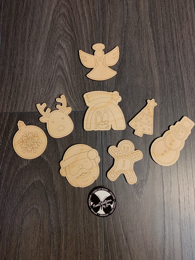 Christmas Themed Wood Coloring Set