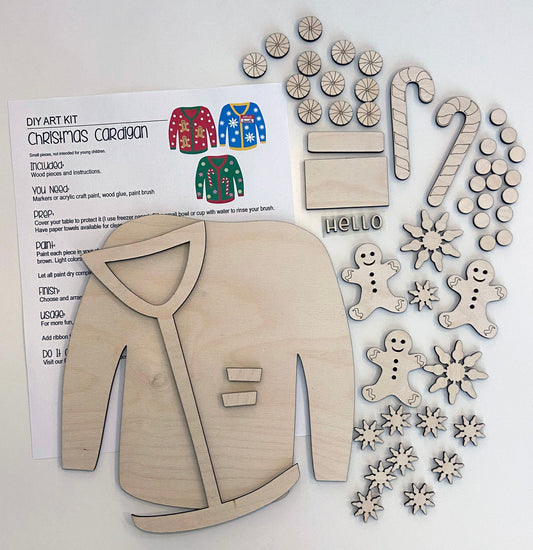Suéter tipo cárdigan - Kit de manualidades listo para pintar