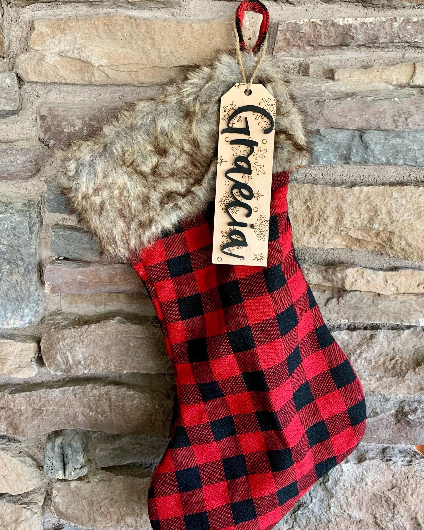 Etiqueta de media de madera personalizada