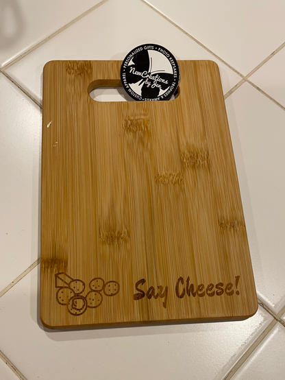 SAY CHEESE Personal Sized Bamboo Charcuterie (Cheese) Board