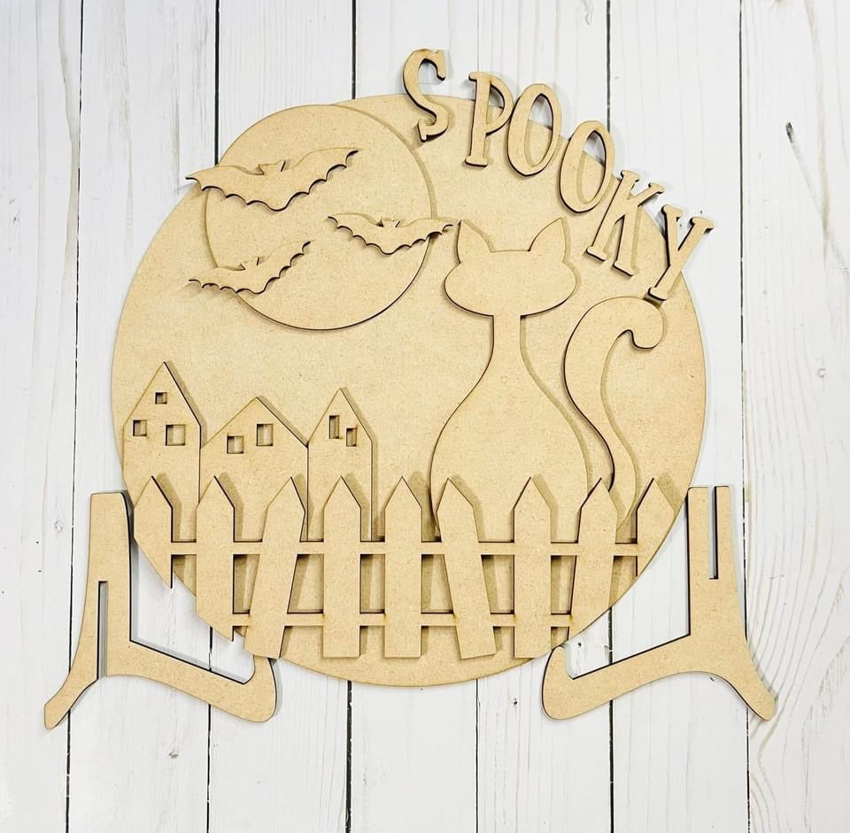 Spooky Cat Sign - Ready to Paint Kit