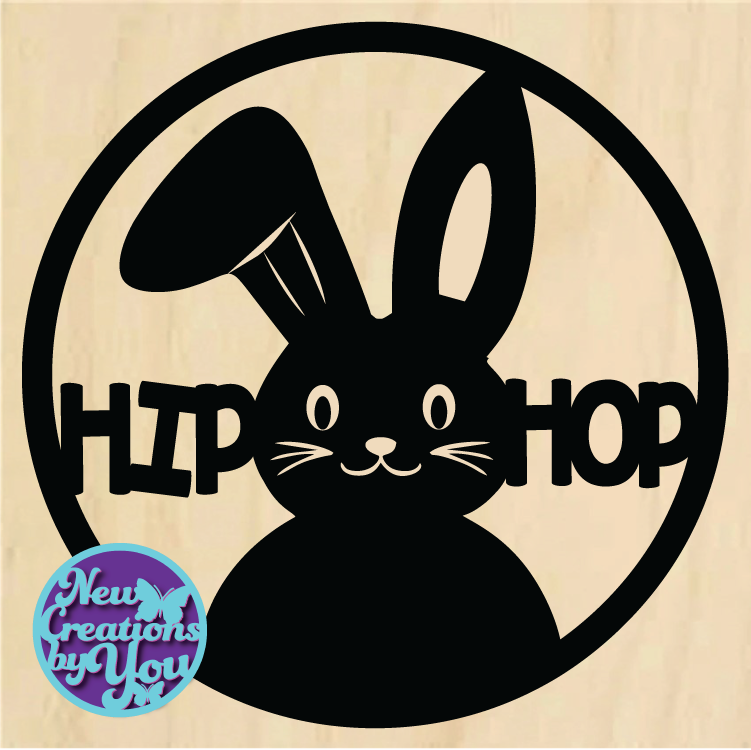 Hip Hop Bunny Round Insert Ready to Paint