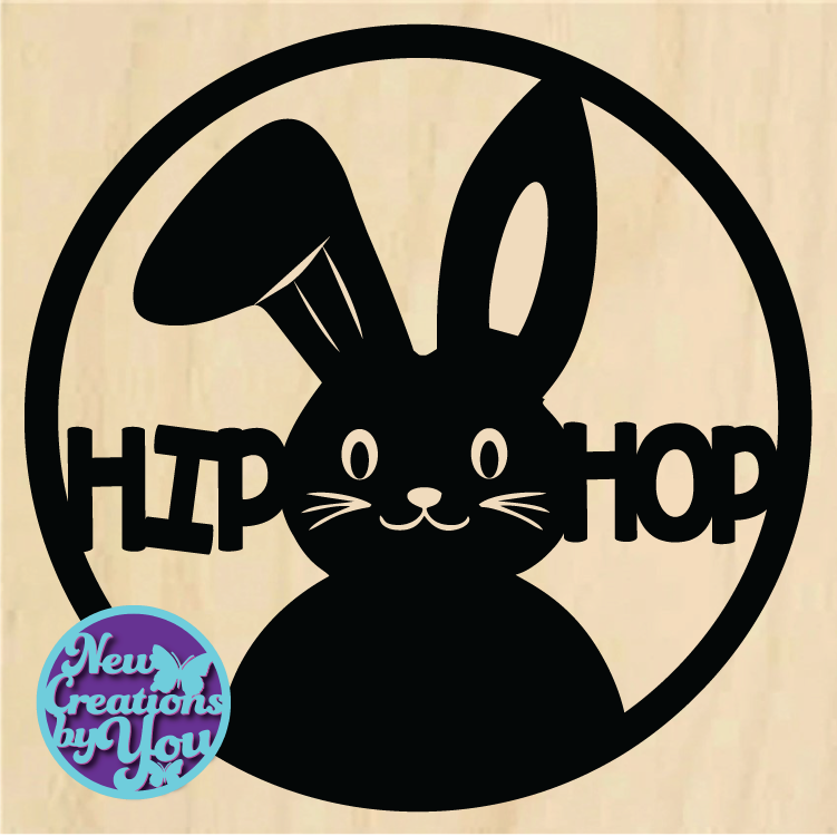 Inserto redondo de conejito de hip hop listo para pintar