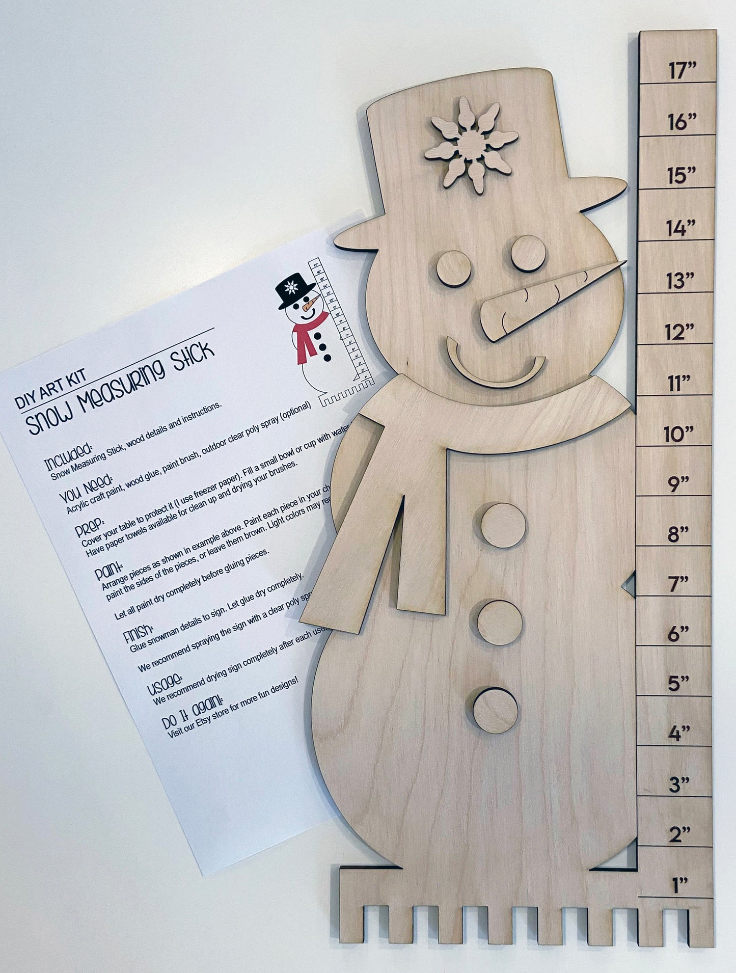 Snowman with Snow Ruler - Ready to Paint