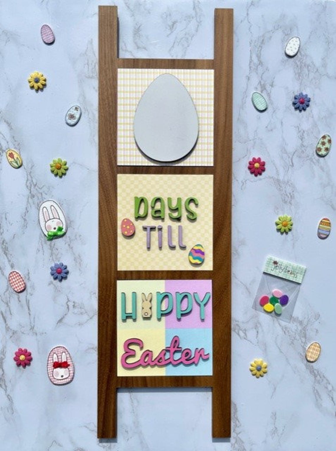 ___ Days Until EASTER Ready to Paint Leaning Ladder Sign with Dry Erase Countdown Tile