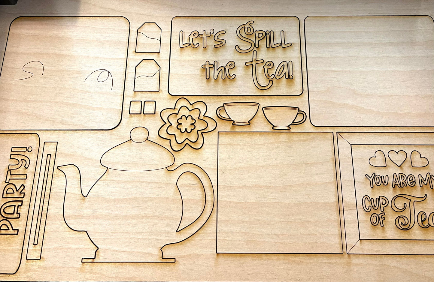 Tea Party Kit - Great for Tiered Trays - Ready to Paint Kit