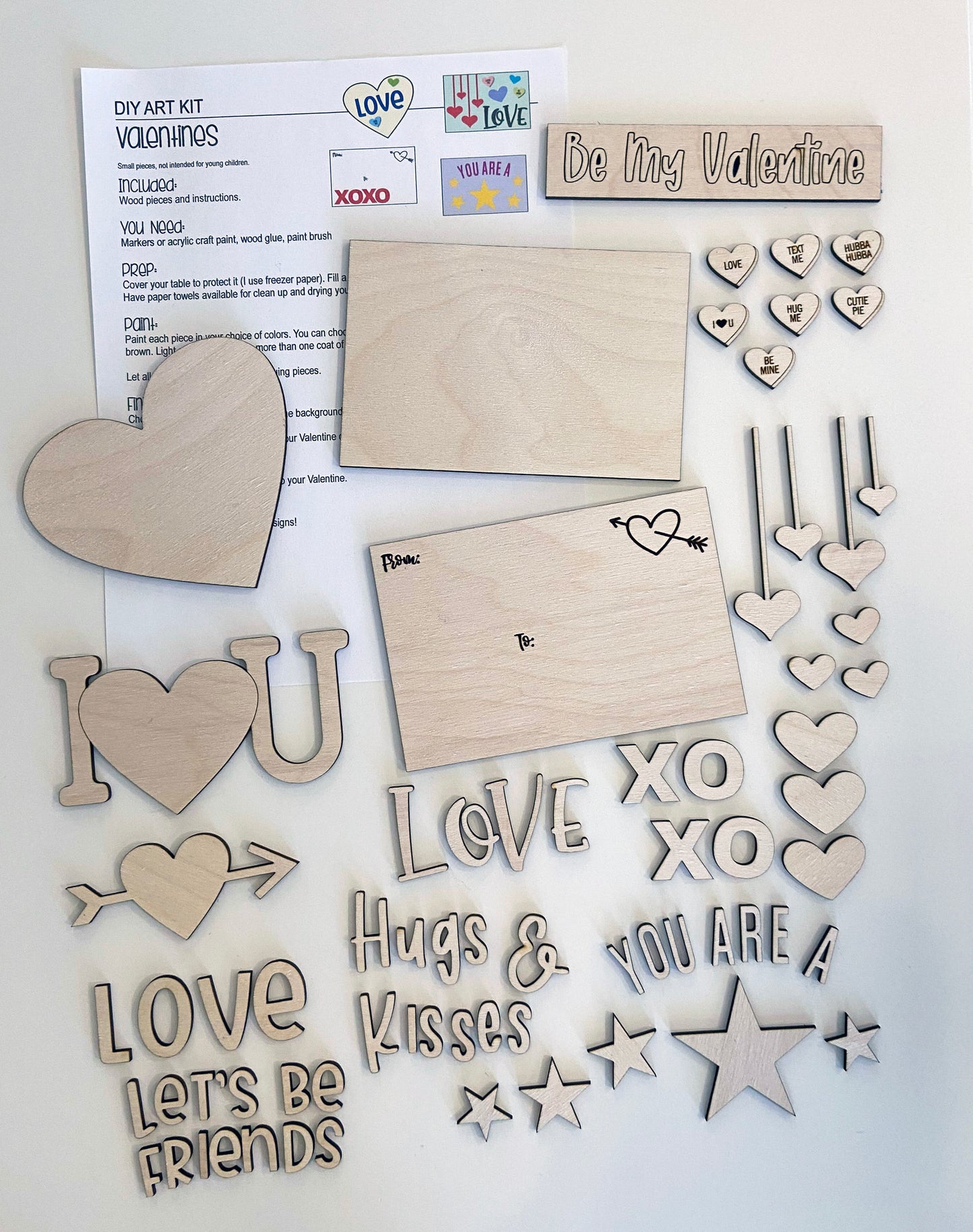 Tarjetas de madera para San Valentín: listas para pintar