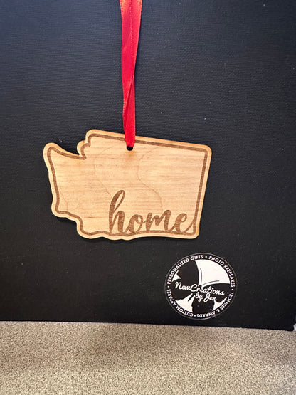 Home State Wood Engraved Ornament