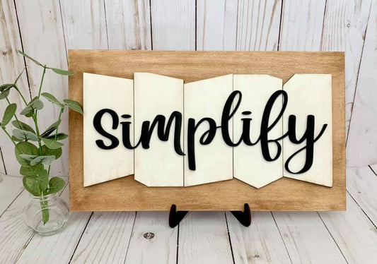 Letrero Simplify de doble cara, caja decorativa completa