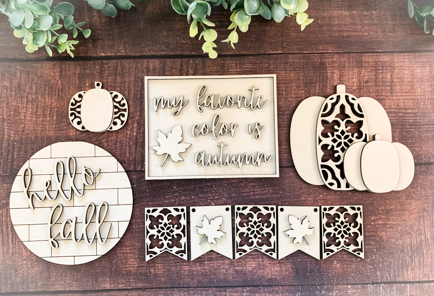 Bandeja escalonada ornamentada de otoño elegante - Kit listo para pintar