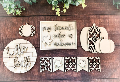 Bandeja escalonada ornamentada de otoño elegante - Kit listo para pintar