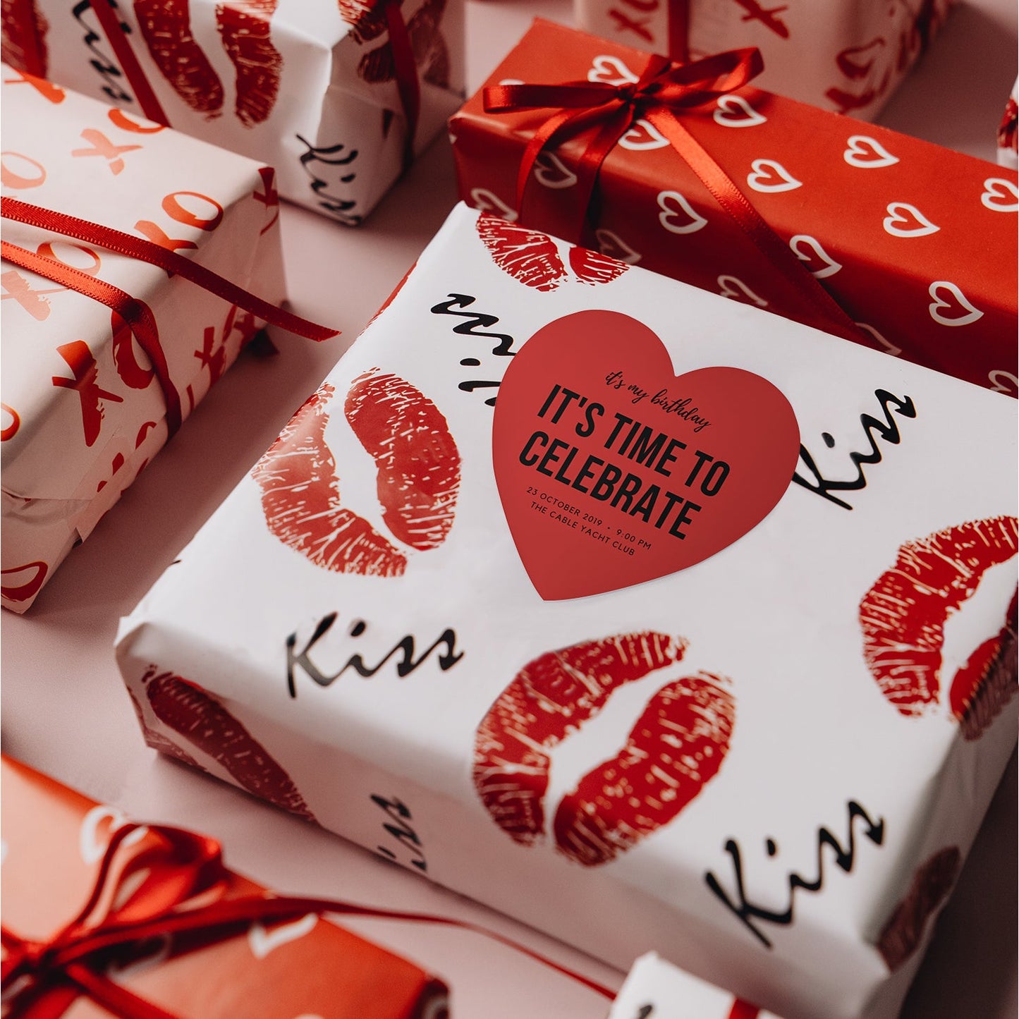 Valentine's Day Heart Shaped Stickers - 4"